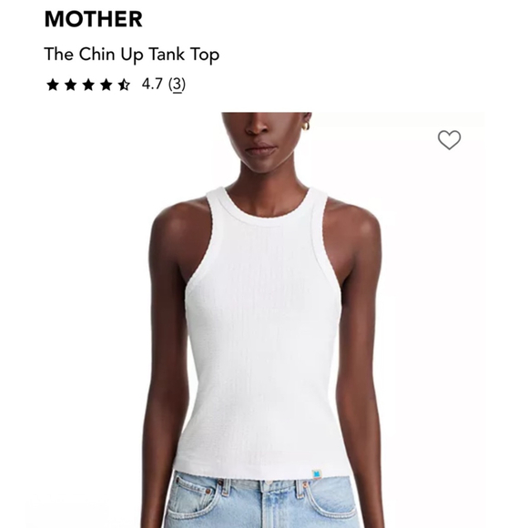 NWT MOTHER White Chin Up Ribbed Crewneck Tank Top L - Picture 1 of 7